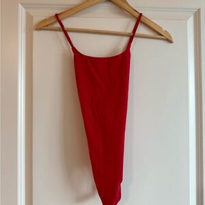 Aritzia Red Spaghetti Strap Bodysuit
